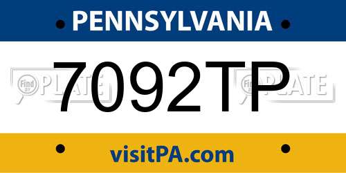 7092TP Pennsylvania License Plate