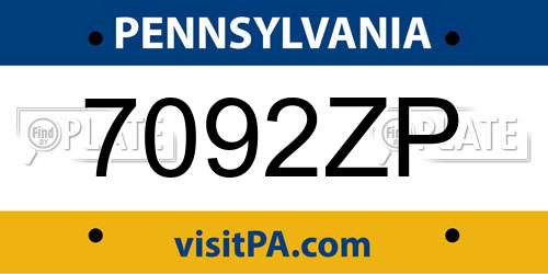7092ZP Pennsylvania License Plate