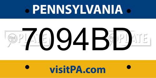 7094BD Pennsylvania License Plate
