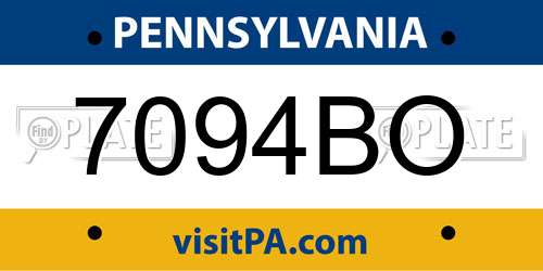 7094BO Pennsylvania License Plate