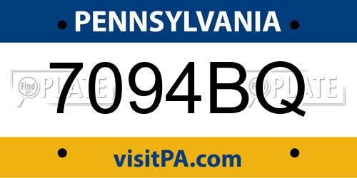 7094BQ Pennsylvania License Plate