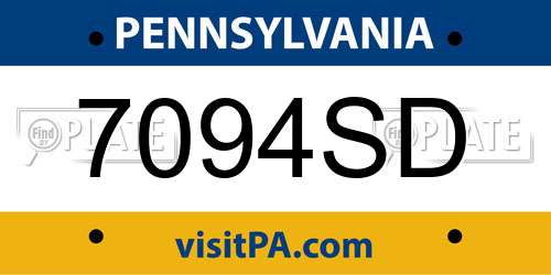 7094SD Pennsylvania License Plate