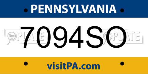 7094SO Pennsylvania License Plate