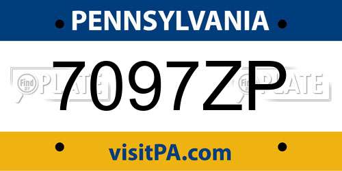 7097ZP Pennsylvania License Plate