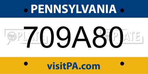 709A80 Pennsylvania License Plate