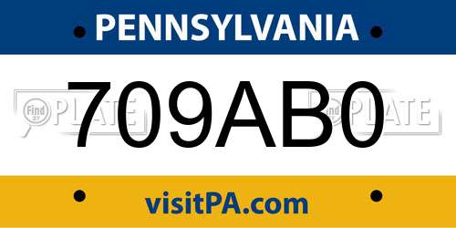709AB0 Pennsylvania License Plate
