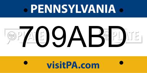 709ABD Pennsylvania License Plate