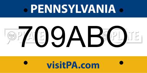 709ABO Pennsylvania License Plate