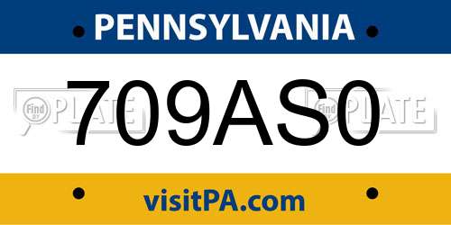 709AS0 Pennsylvania License Plate