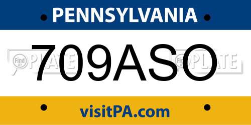 709ASO Pennsylvania License Plate