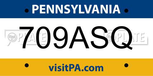 709ASQ Pennsylvania License Plate