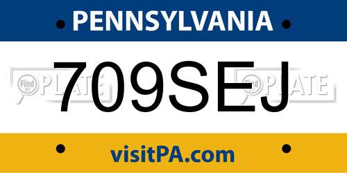 709SEJ Pennsylvania License Plate