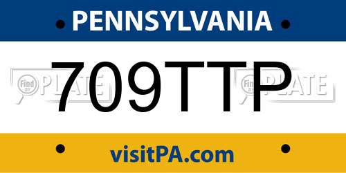 709TTP Pennsylvania License Plate