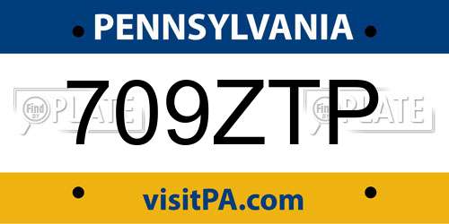 709ZTP Pennsylvania License Plate