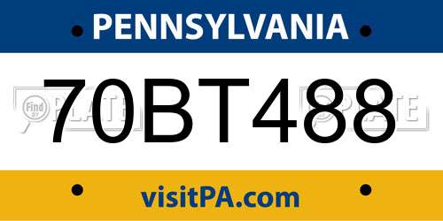 70BT488 Pennsylvania License Plate