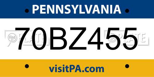 70BZ455 Pennsylvania License Plate