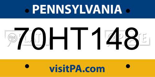 70HT148 Pennsylvania License Plate