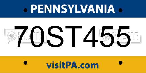 70ST455 Pennsylvania License Plate