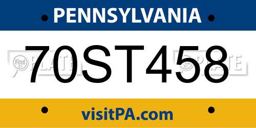 70ST458 Pennsylvania License Plate