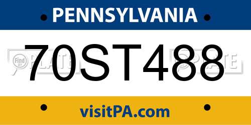 70ST488 Pennsylvania License Plate