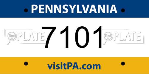 7101 Pennsylvania License Plate