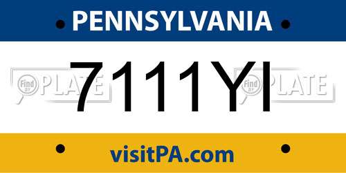 7111YI Pennsylvania License Plate