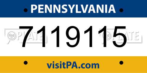 7119115 Pennsylvania License Plate