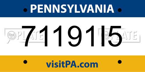 71191I5 Pennsylvania License Plate
