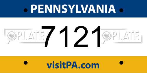 7121 Pennsylvania License Plate