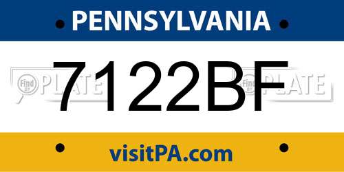 7122BF Pennsylvania License Plate