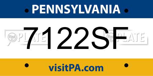 7122SF Pennsylvania License Plate
