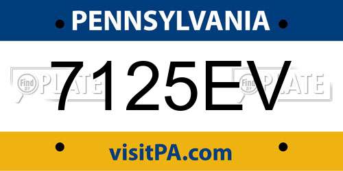 7125EV Pennsylvania License Plate