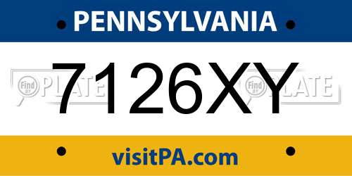 7126XY Pennsylvania License Plate