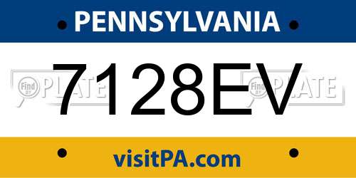 7128EV Pennsylvania License Plate