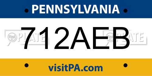 712AEB Pennsylvania License Plate