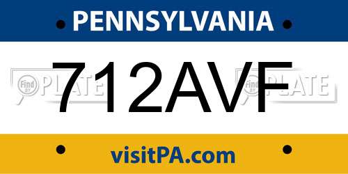 712AVF Pennsylvania License Plate