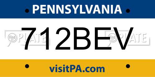 712BEV Pennsylvania License Plate