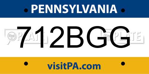 712BGG Pennsylvania License Plate
