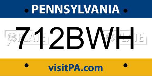 712BWH Pennsylvania License Plate