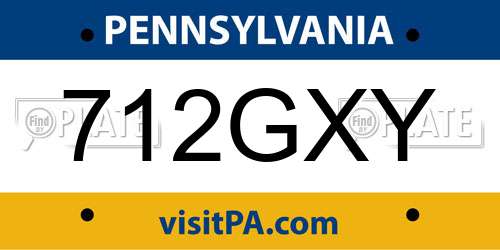 712GXY Pennsylvania License Plate