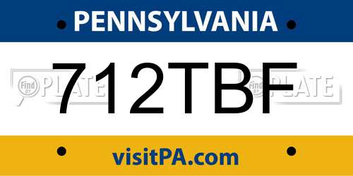 712TBF Pennsylvania License Plate