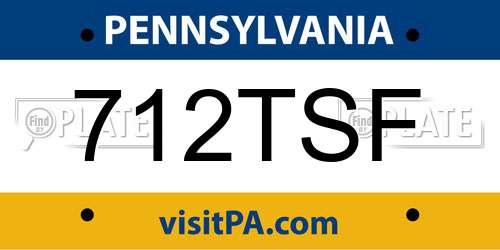 712TSF Pennsylvania License Plate
