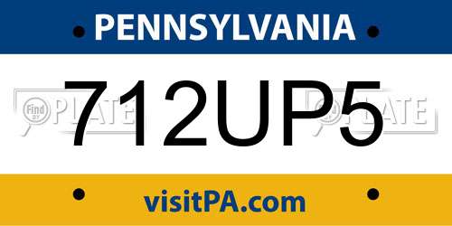 712UP5 Pennsylvania License Plate