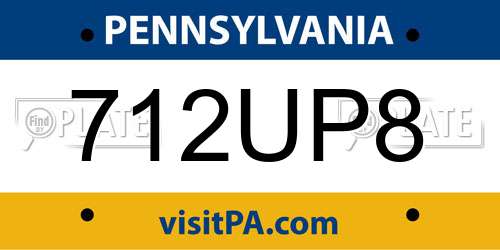 712UP8 Pennsylvania License Plate