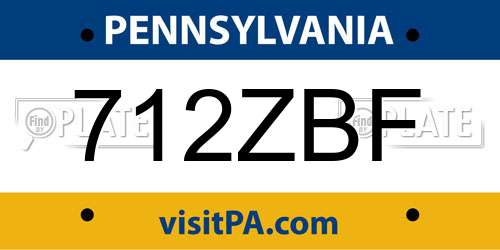 712ZBF Pennsylvania License Plate