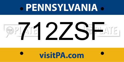 712ZSF Pennsylvania License Plate