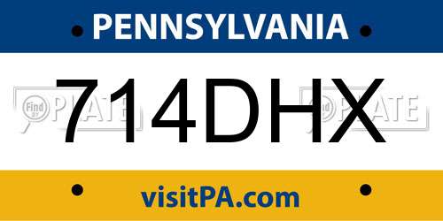 714DHX Pennsylvania License Plate