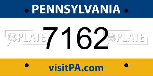 7162 Pennsylvania License Plate