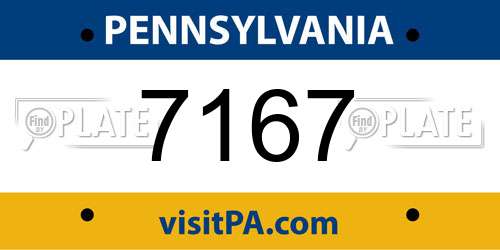 7167 Pennsylvania License Plate