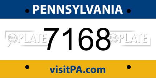 7168 Pennsylvania License Plate